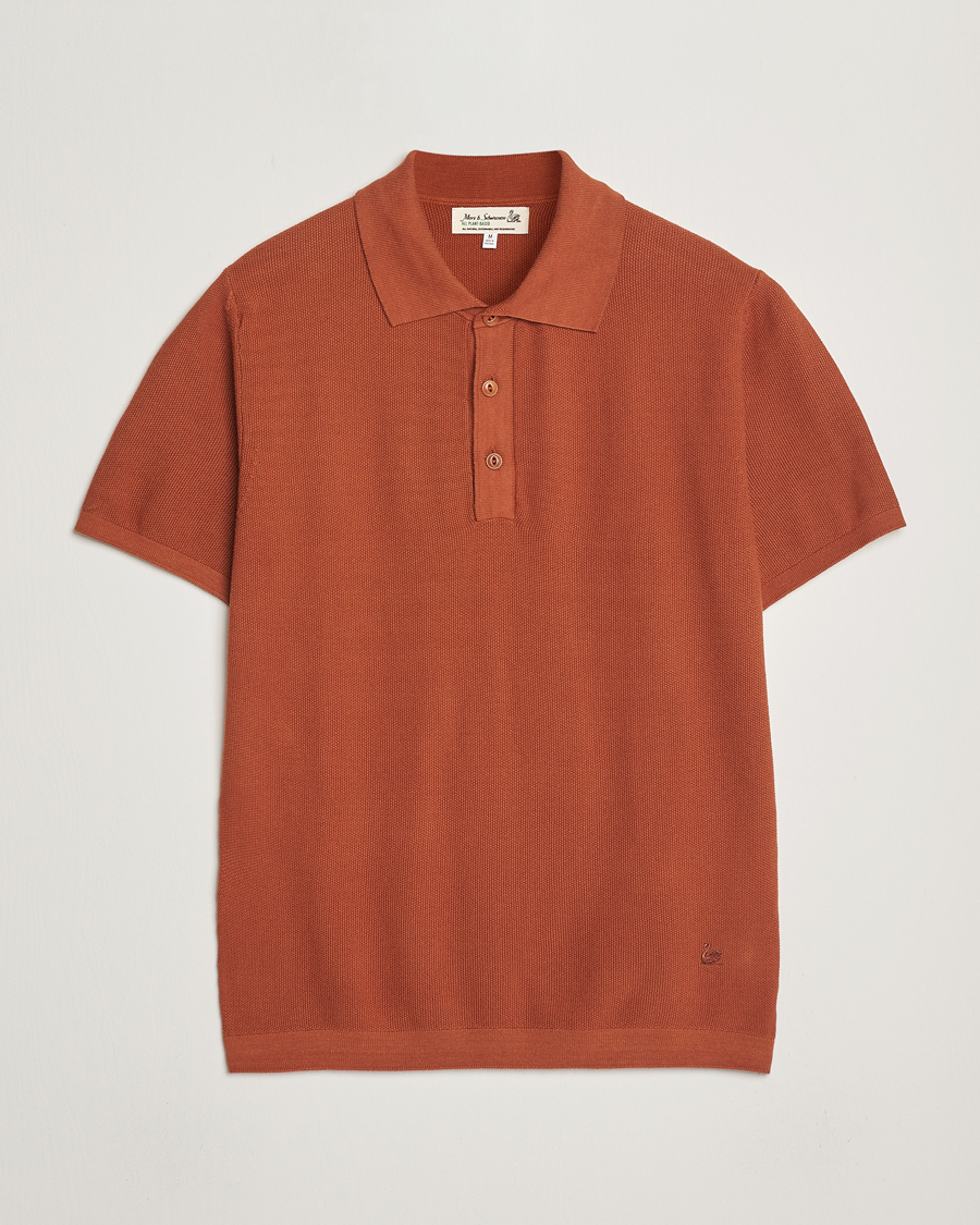 Heren | Polo's | Merz b. Schwanen | Relaxed Fit Knitted Polo Caramel