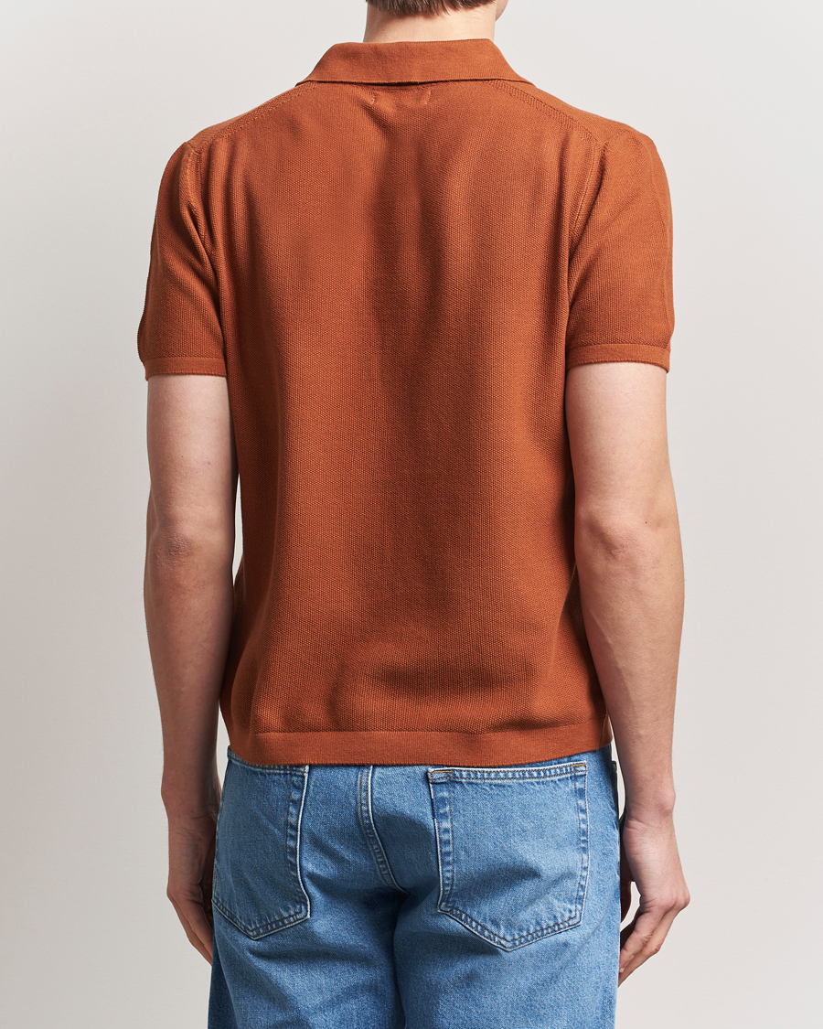 Heren | Polo's | Merz b. Schwanen | Relaxed Fit Knitted Polo Caramel