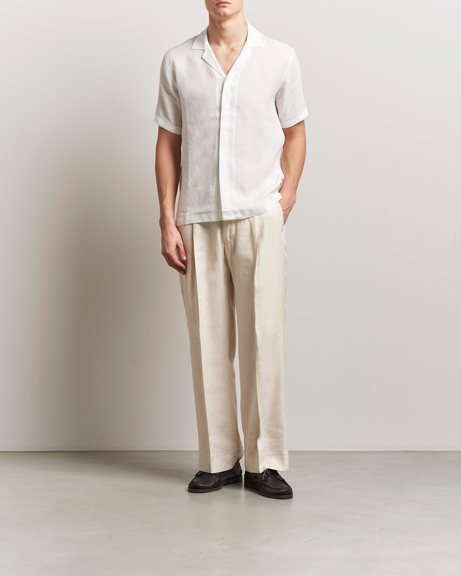Heren | Overhemden | Orlebar Brown | Maitan II Short Sleeve Linen Shirt White