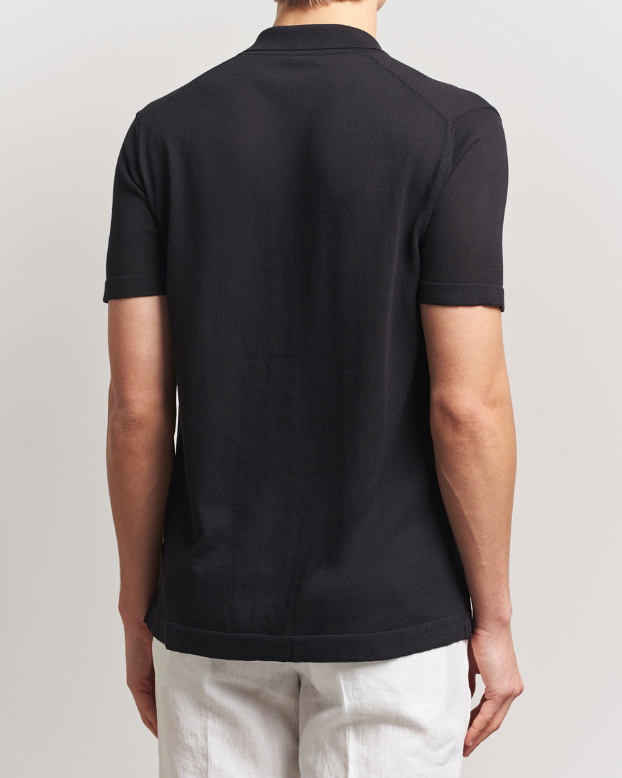 Heren | Overhemden | Orlebar Brown | Keeling Silk/Cotton Knitted Shirt Black/White Sand