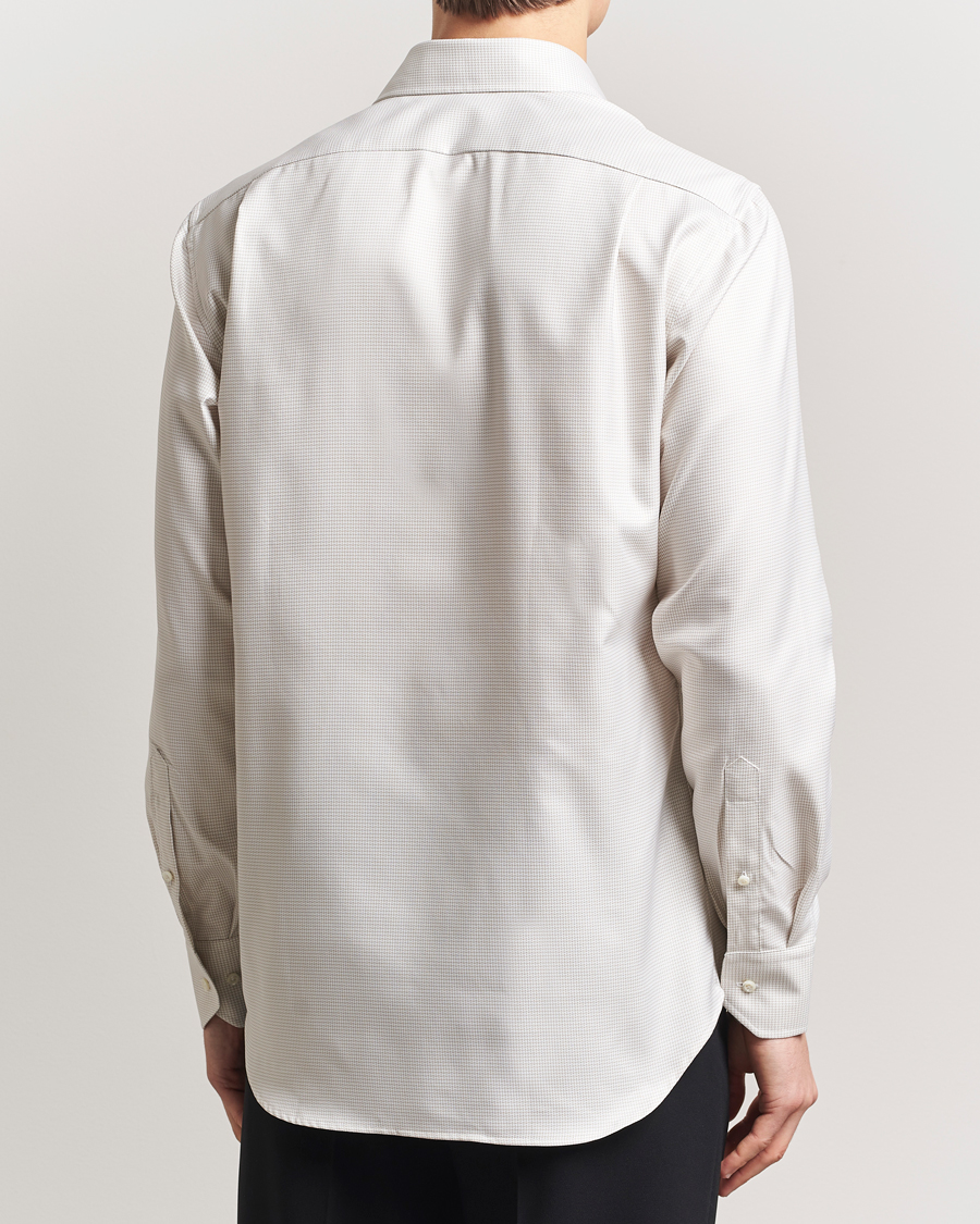 Heren | Overhemden | Stenströms | Fitted Body Small Houndstooth Shirt Beige