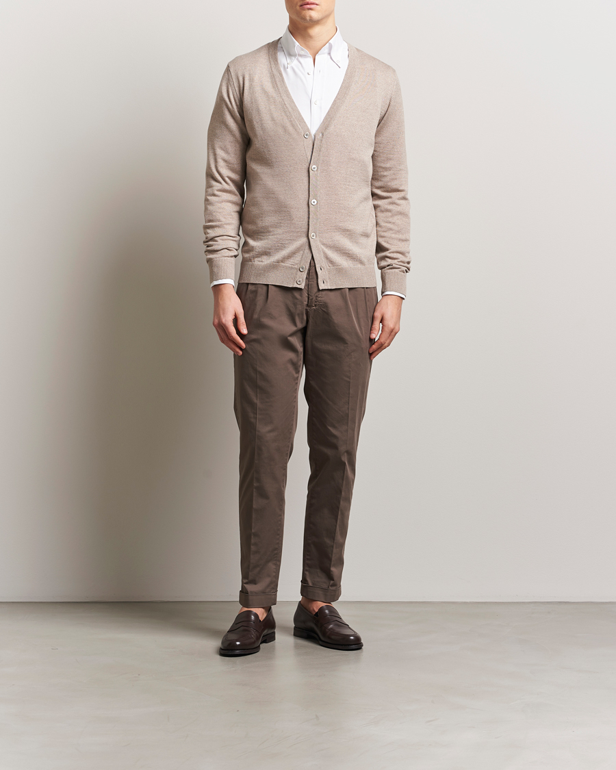 Heren | Truien | Stenströms | Merino Cardigan Beige