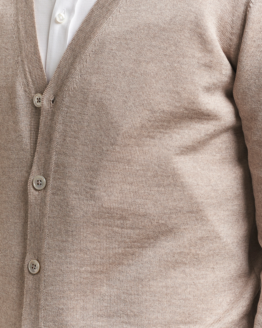 Heren | Truien | Stenströms | Merino Cardigan Beige