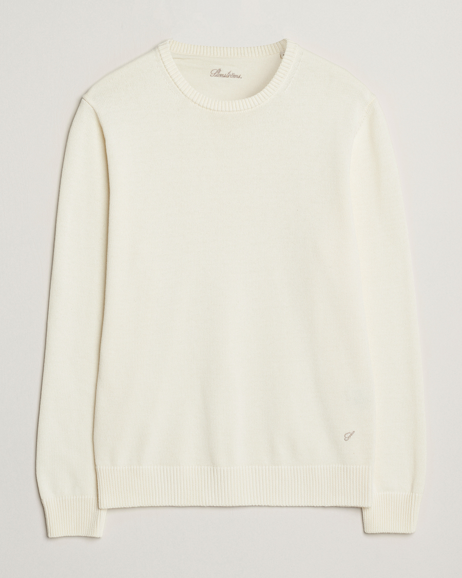 Heren | Truien | Stenströms | Organic Cotton Knitted Sweater White