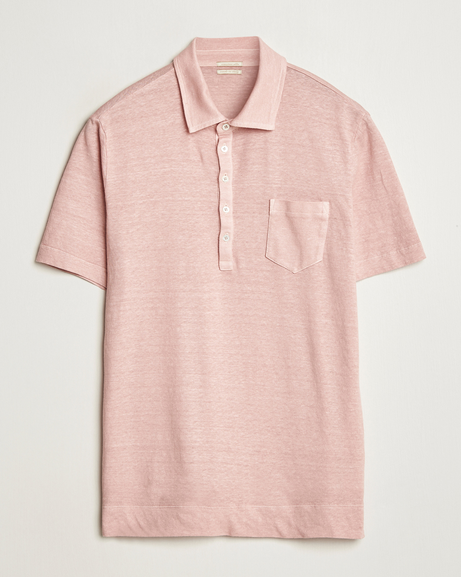 Heren | Polo's | Massimo Alba | Filicudi Cotton/Linen Polo Pink
