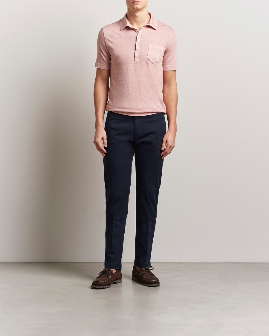 Heren | Polo's | Massimo Alba | Filicudi Cotton/Linen Polo Pink