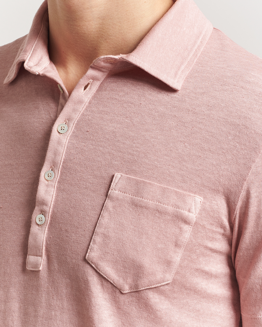 Heren | Polo's | Massimo Alba | Filicudi Cotton/Linen Polo Pink