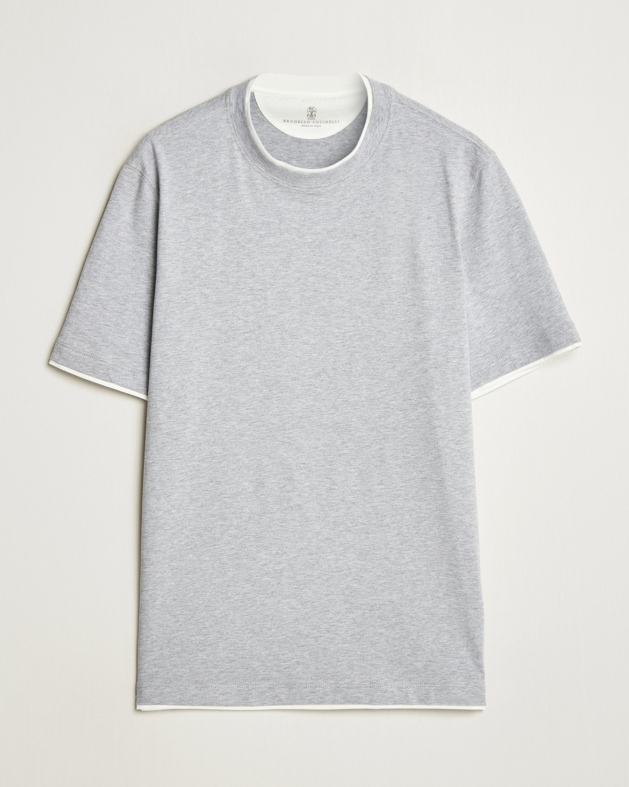 Heren | T-shirts | Brunello Cucinelli | Short Sleeve Contrast T-Shirt Heather Grey