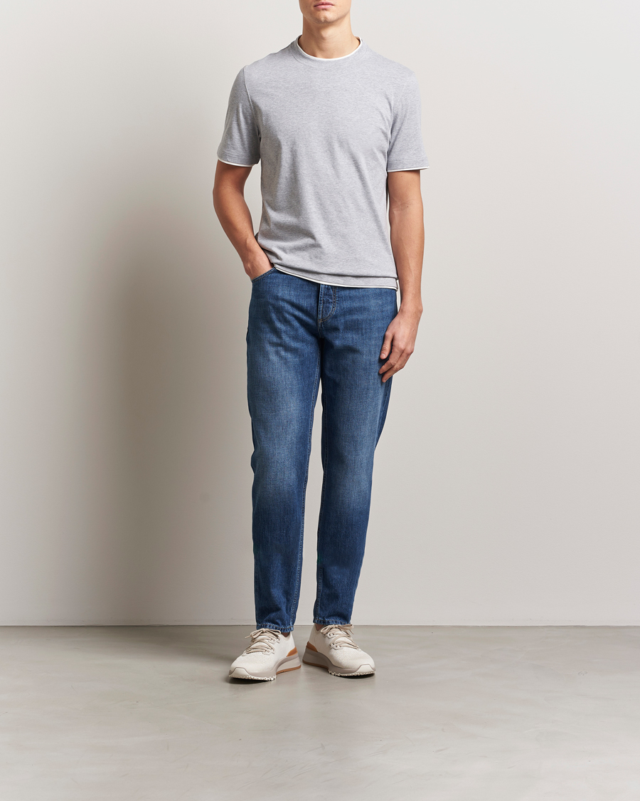 Heren | T-shirts | Brunello Cucinelli | Short Sleeve Contrast T-Shirt Heather Grey