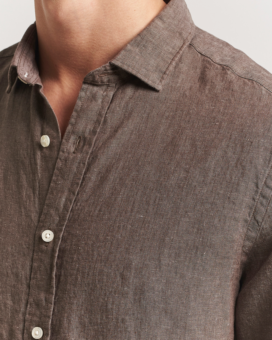 Heren | Overhemden | Charles Tyrwhitt | Pure Linen Slim Fit Shirt Mocha