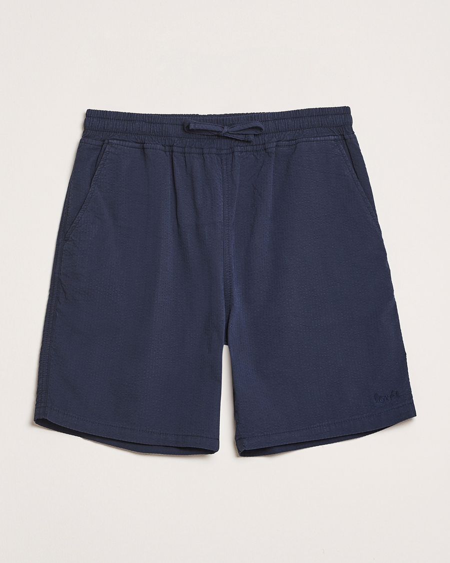 Heren | Korte broek | Forét | Hush Seersucker Shorts Navy