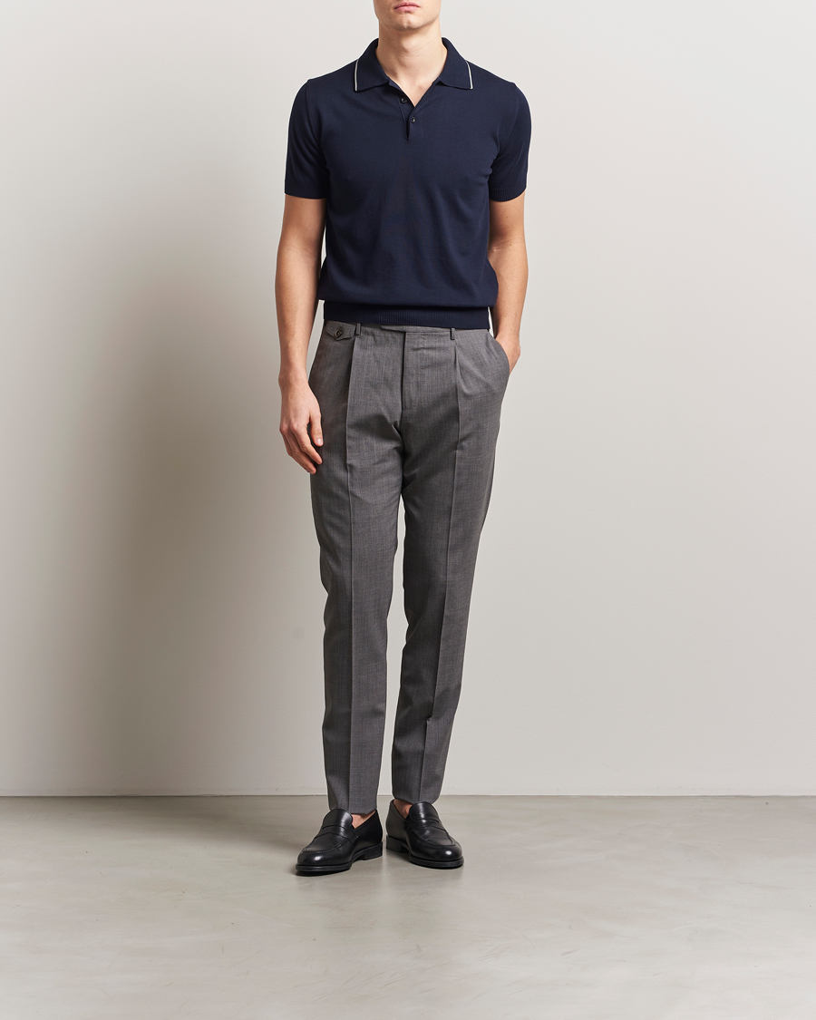 Heren | Polo's | Canali | Contrast Short Sleeve Polo Navy