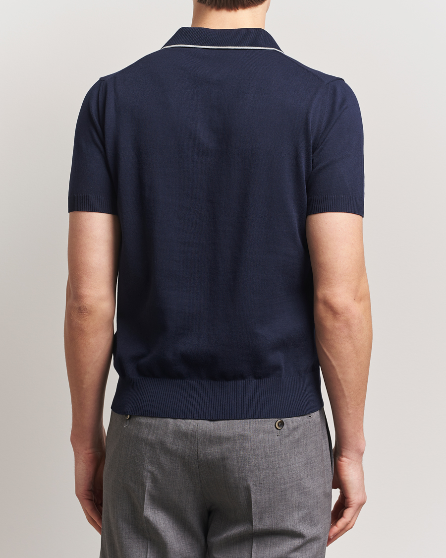 Heren | Polo's | Canali | Contrast Short Sleeve Polo Navy
