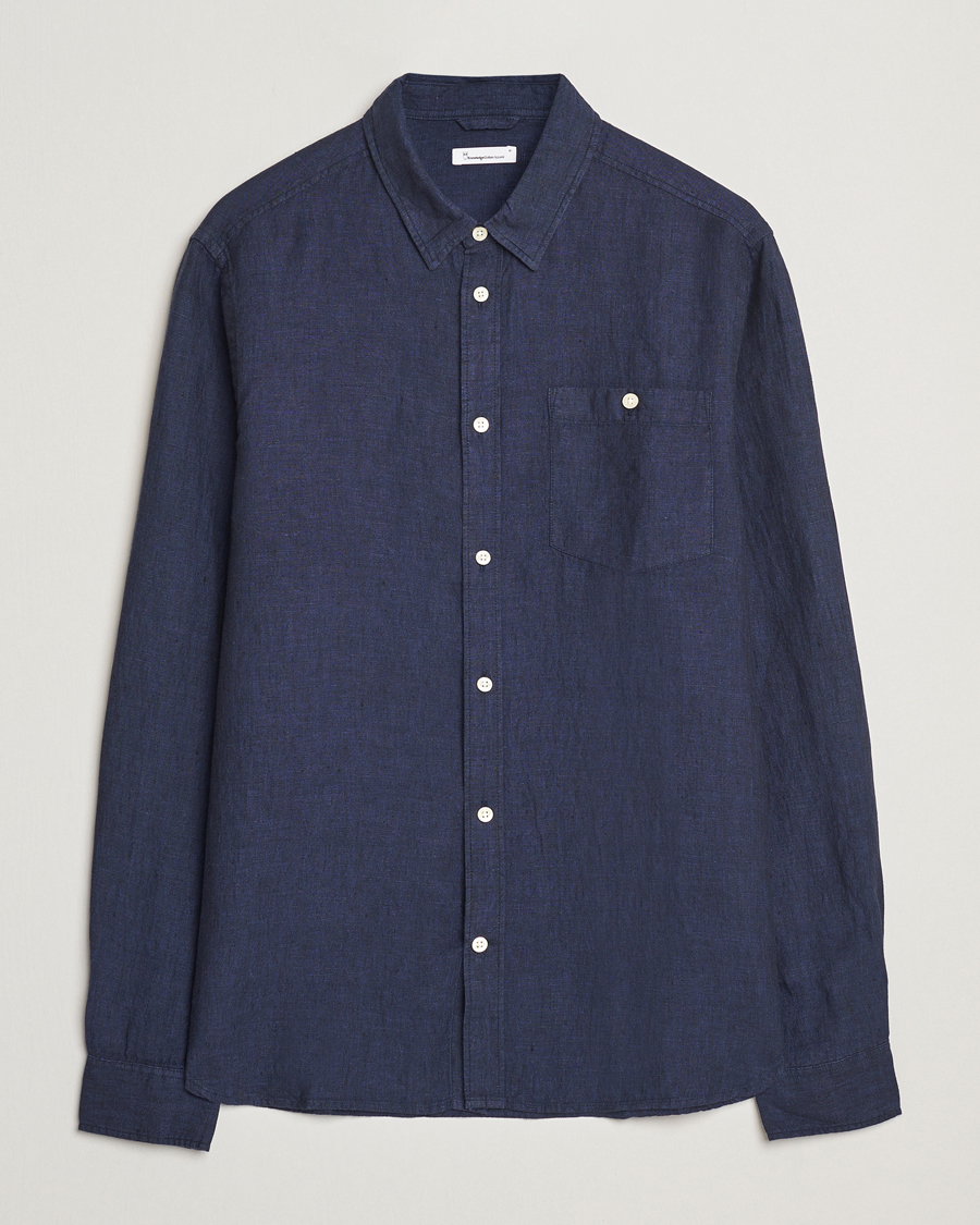 Heren | Overhemden | KnowledgeCotton Apparel | Regular Linen Shirt Total Eclipse
