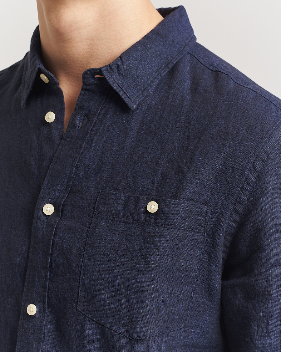 Heren | Overhemden | KnowledgeCotton Apparel | Regular Linen Shirt Total Eclipse