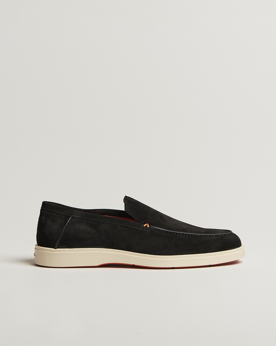 Heren | Santoni Detroit Loafers Black Suede | Santoni | Detroit Loafers Black Suede