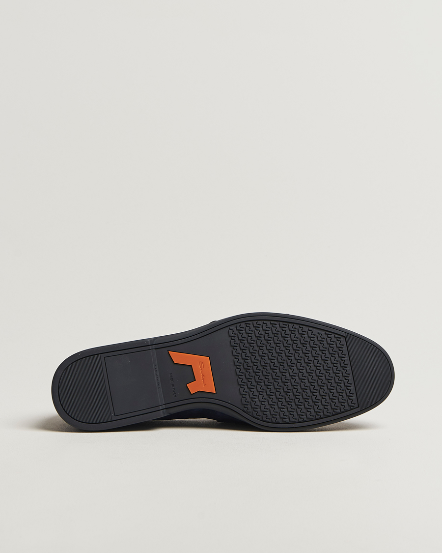 Heren | Santoni Malibu Double Buckle Loafers Navy Suede | Santoni | Malibu Double Buckle Loafers Navy Suede