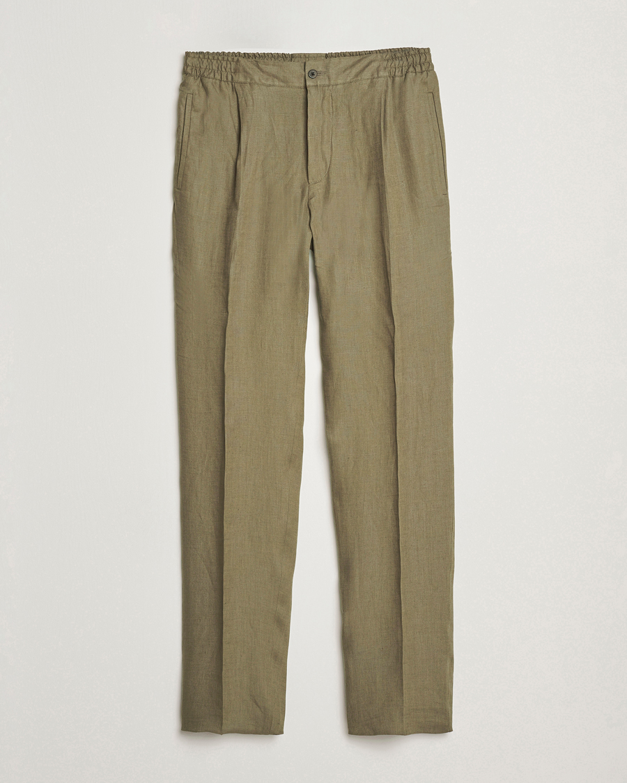 Heren | Broeken | Kiton | Linen Drawstring Pants Olive