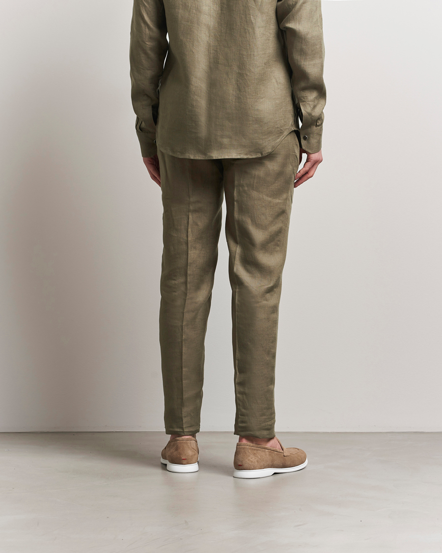 Heren | Broeken | Kiton | Linen Drawstring Pants Olive