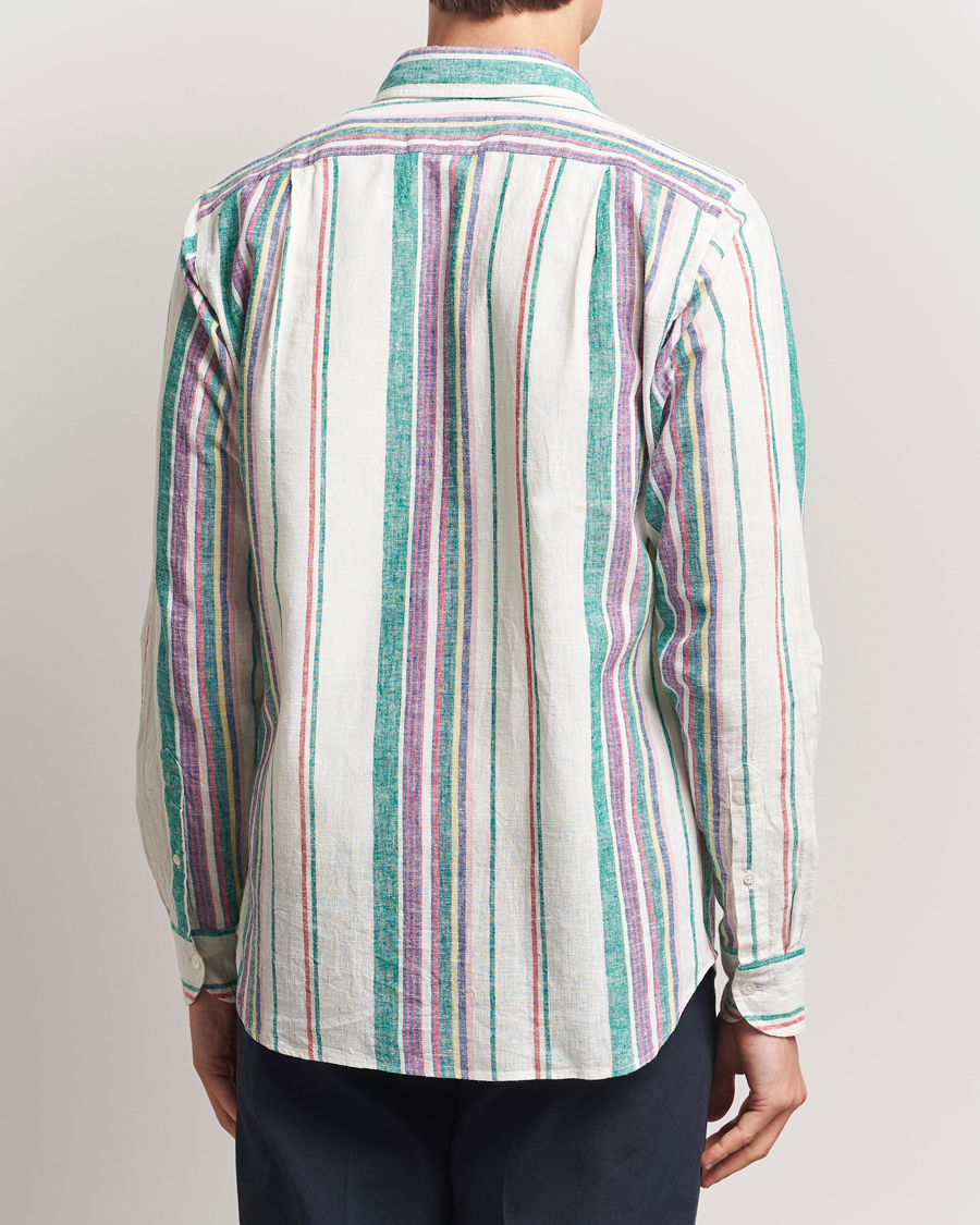 Heren | Overhemden | Drake's | Striped Linen/Cotton Summer Shirt Multi