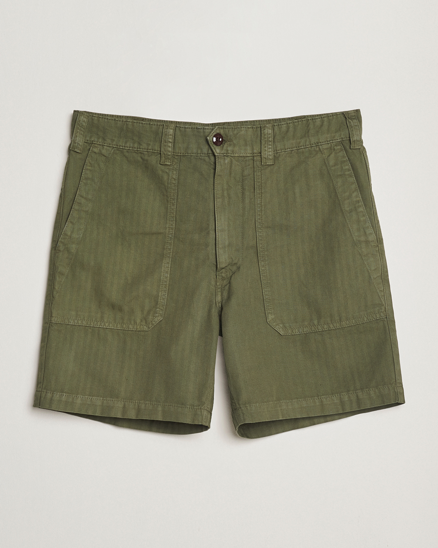 Heren | Korte broek | Drake's | Fatigue Cotton Shorts Olive