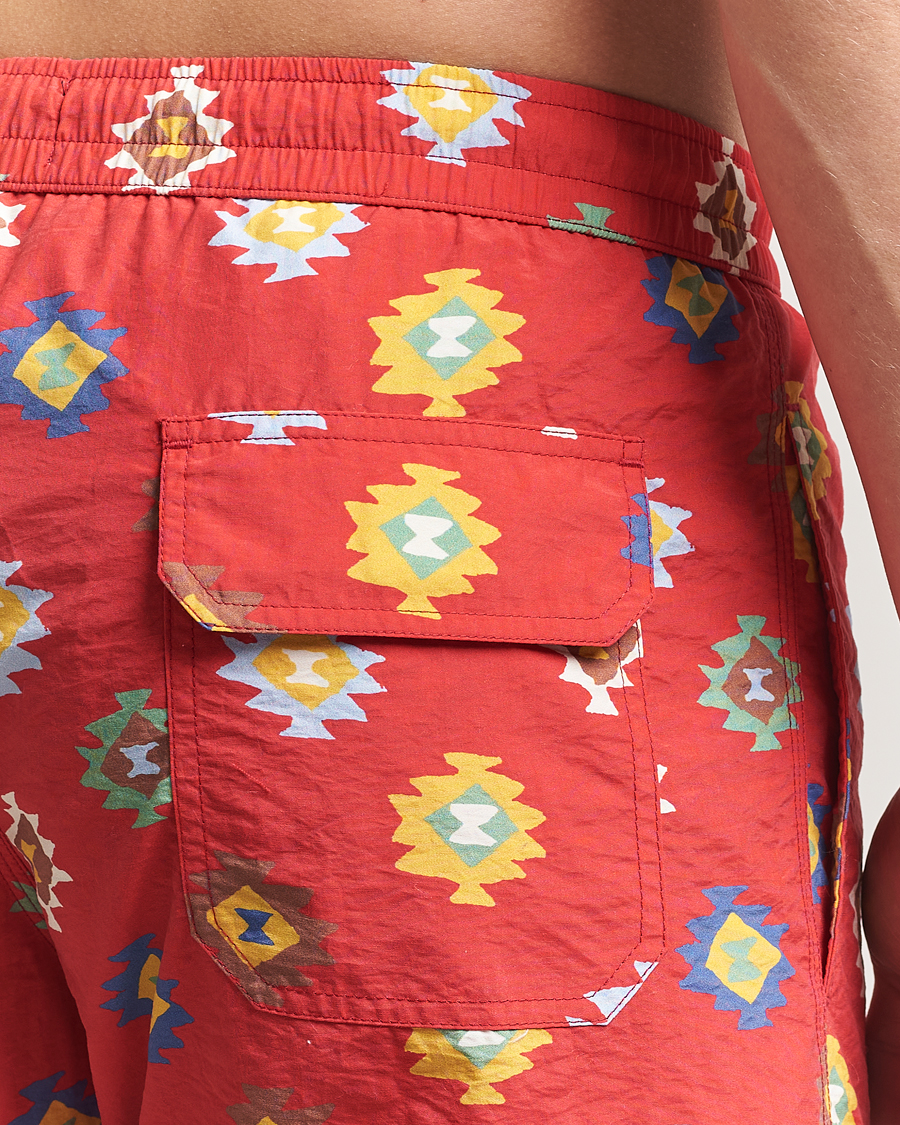 Heren | Zwembroek | Drake's | Kelim Drawstring Swimshorts Red