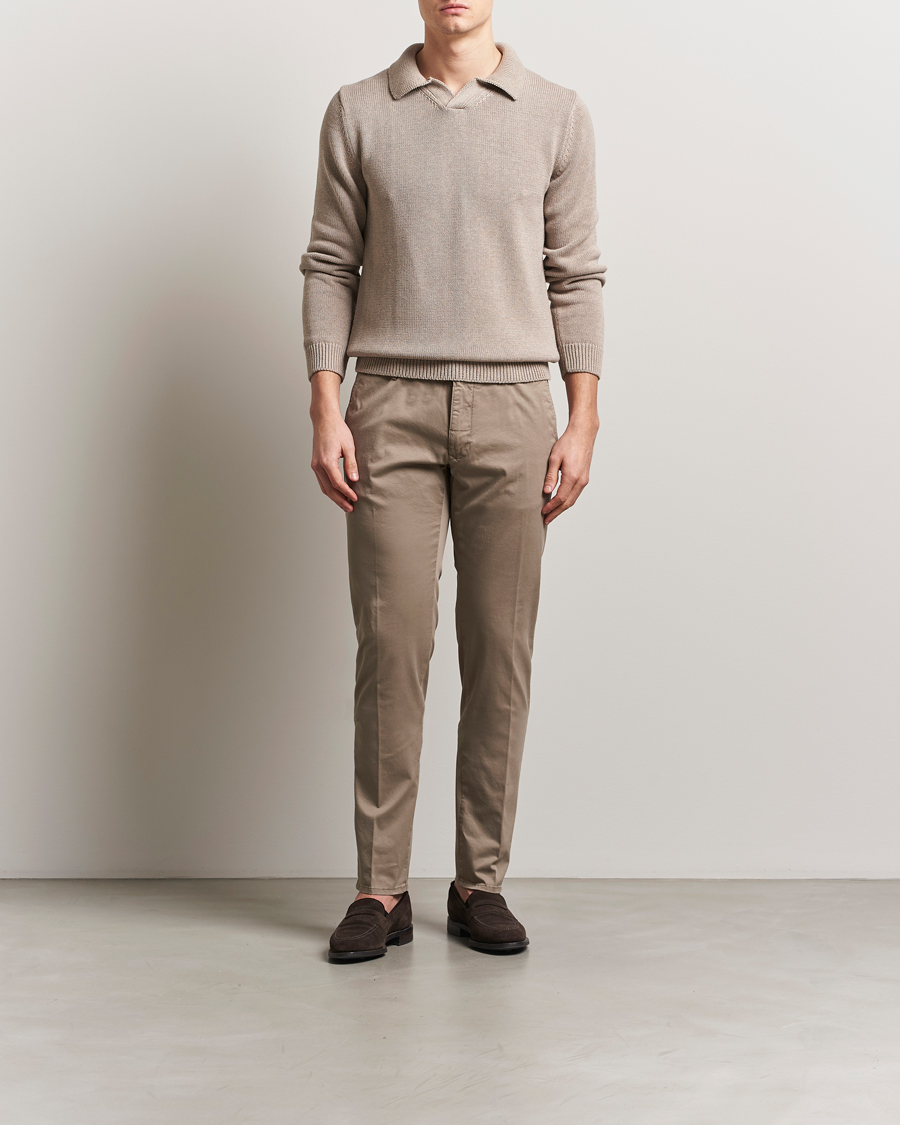 Heren | Broeken | Incotex | Slim Fit Garment Dyed Slacks Brown