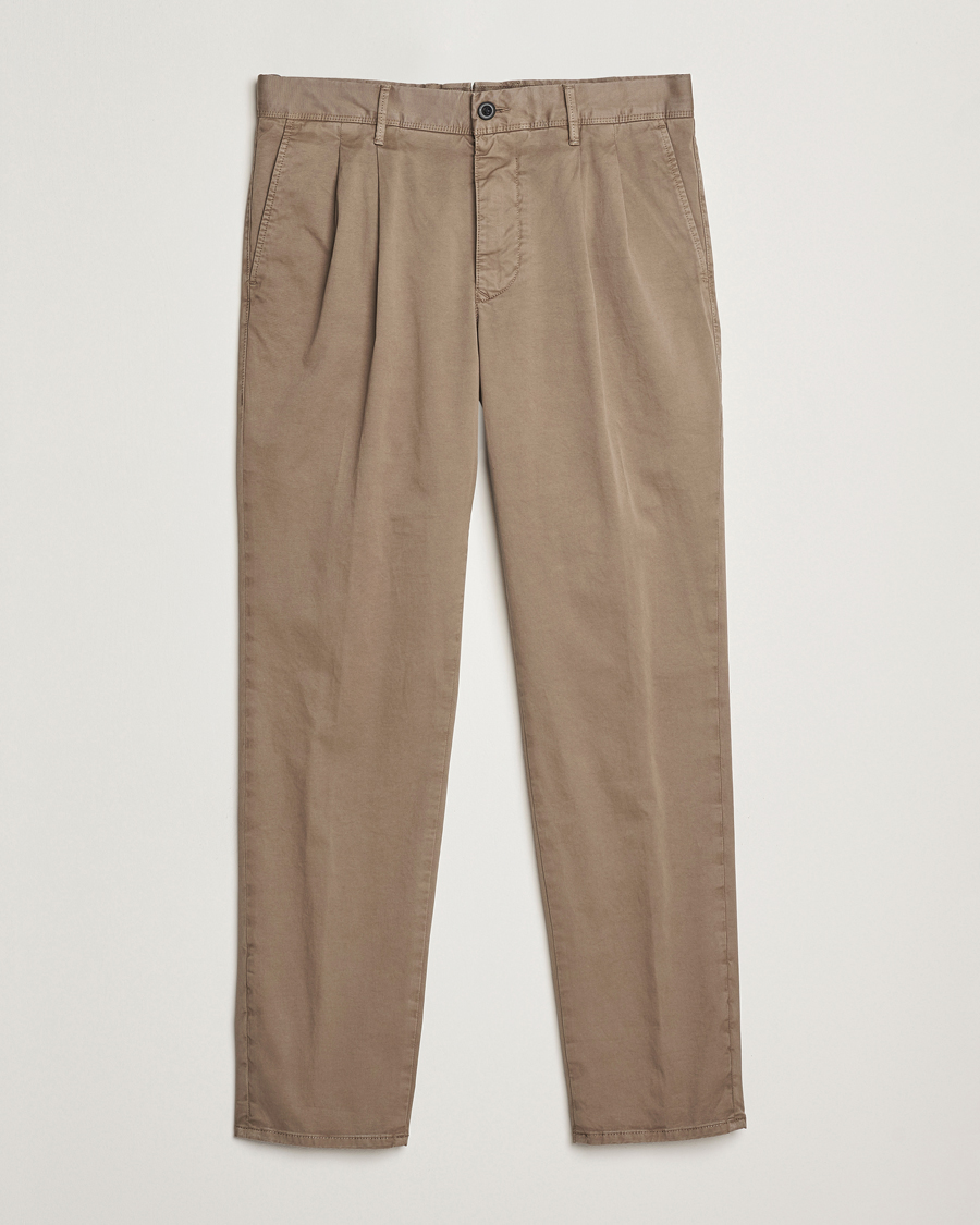 Heren | Broeken | Incotex | Tapered Fit Pleated Slacks Brown