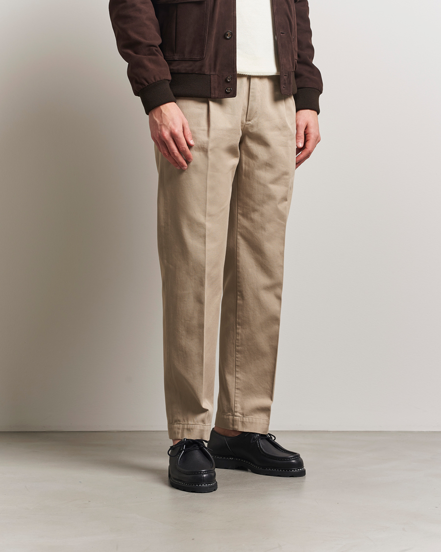 Heren | Broeken | Incotex | Regular Fit Uniform Cotton Slacks Beige