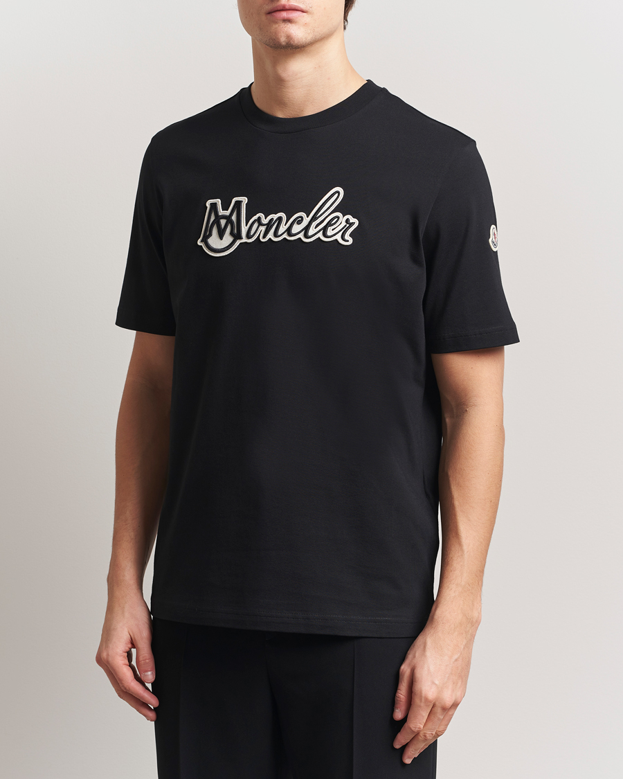 Heren | T-shirts | Moncler | Embossed Lettering Logo T-Shirt Black
