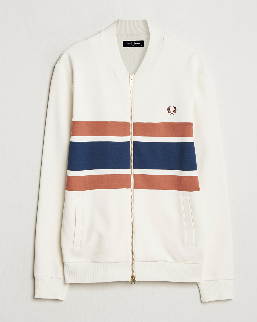 Heren | Truien | Fred Perry | Paneled Full Zip Sweatshirt Light Ecru