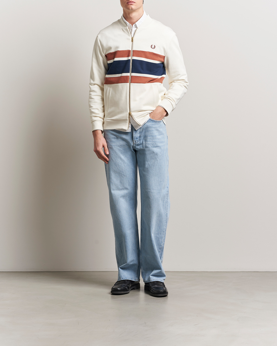 Heren | Truien | Fred Perry | Paneled Full Zip Sweatshirt Light Ecru