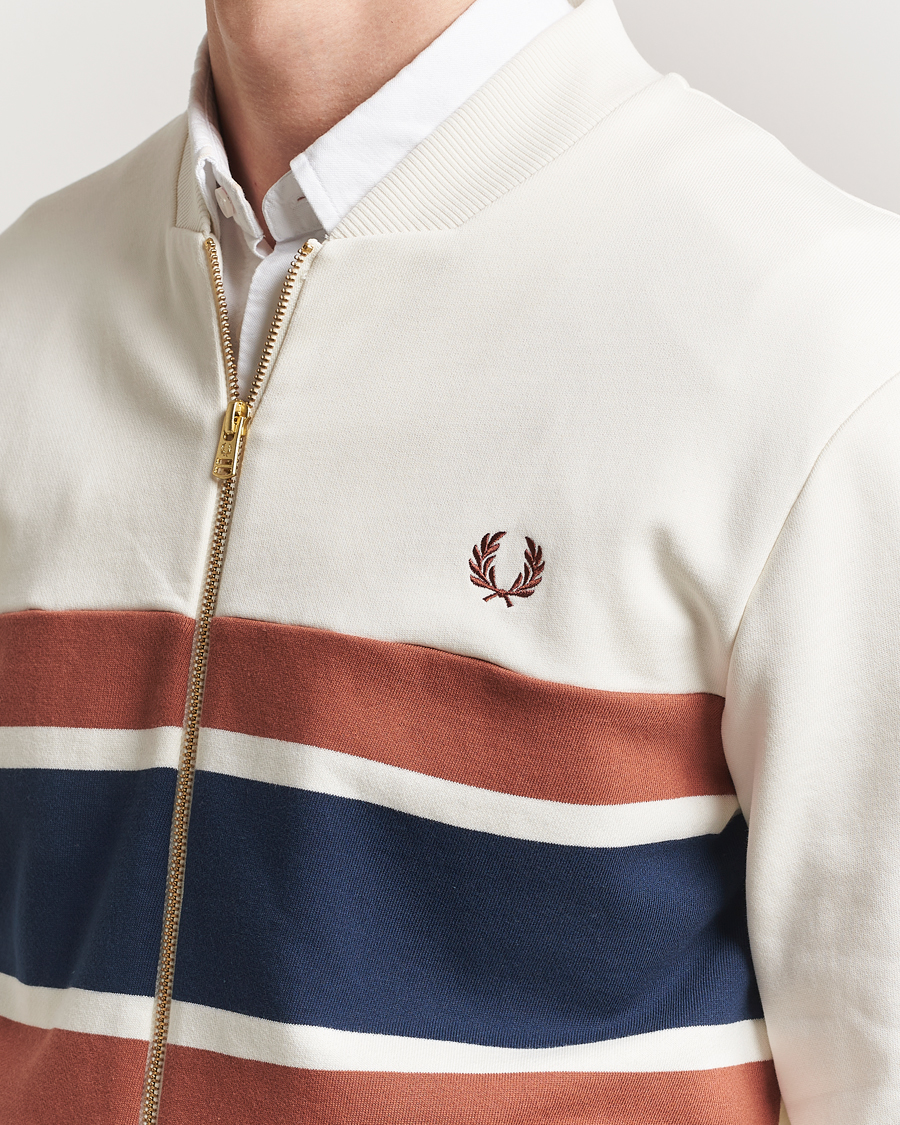 Heren | Truien | Fred Perry | Paneled Full Zip Sweatshirt Light Ecru