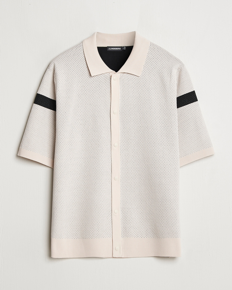 Heren | Overhemden | J.Lindeberg | Rayne Short Sleeve Knitted Shirt Moonbeam