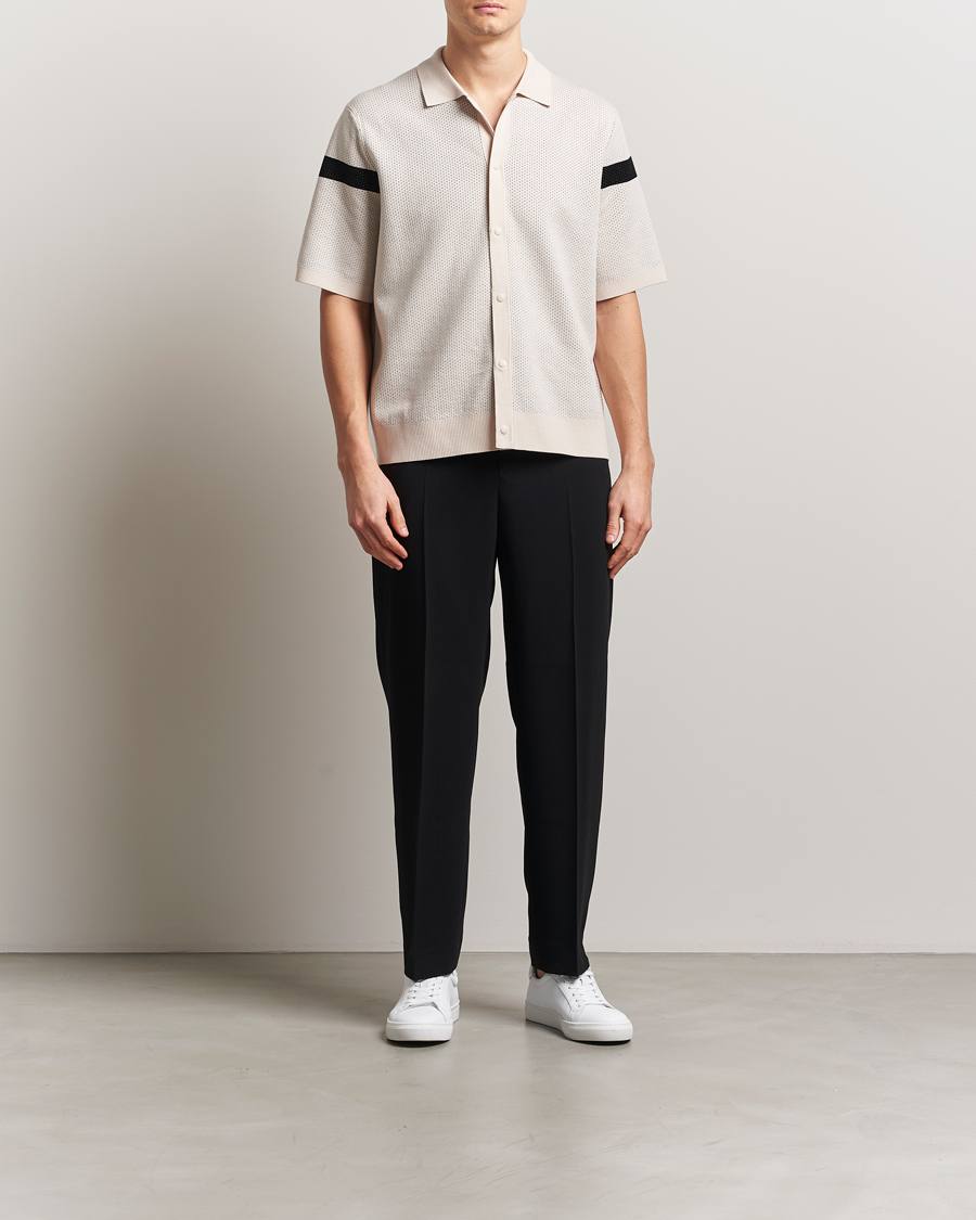 Heren | Overhemden | J.Lindeberg | Rayne Short Sleeve Knitted Shirt Moonbeam