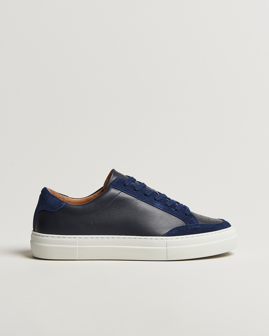 Heren | J.Lindeberg Art Signature Leather Sneaker Navy | J.Lindeberg | Art Signature Leather Sneaker Navy