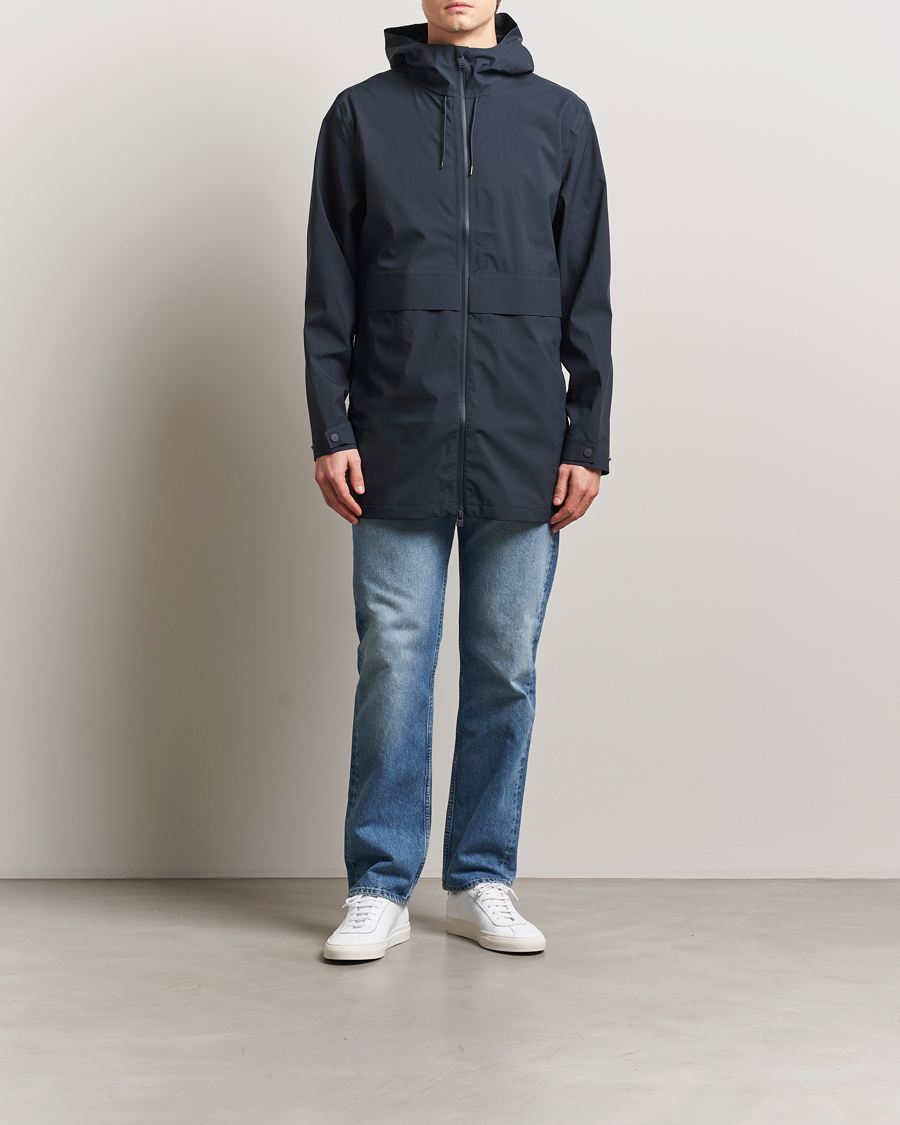 Heren | Jassen | RAINS | Suva Hooded Waterproof Long Jacket Navy