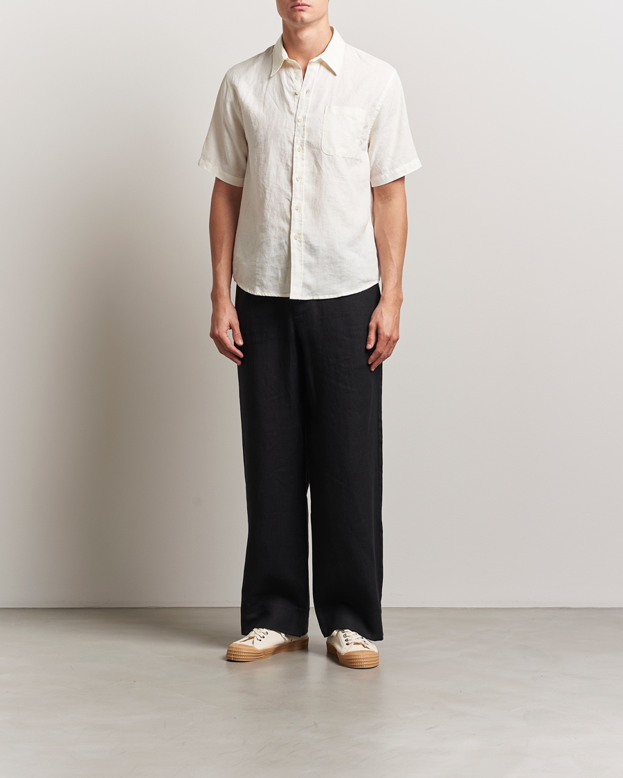 Heren | Overhemden | Colorful Standard | Garment Dyed Linen Short Sleeve Shirt Ivory White