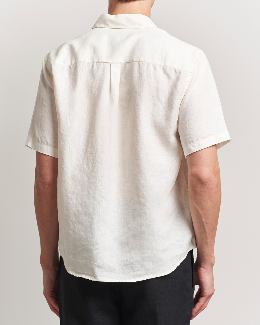 Heren | Overhemden | Colorful Standard | Garment Dyed Linen Short Sleeve Shirt Ivory White