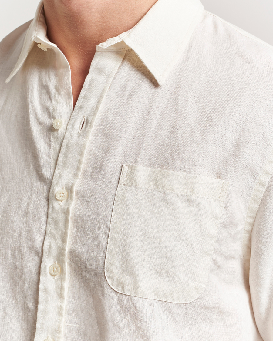 Heren | Overhemden | Colorful Standard | Garment Dyed Linen Short Sleeve Shirt Ivory White