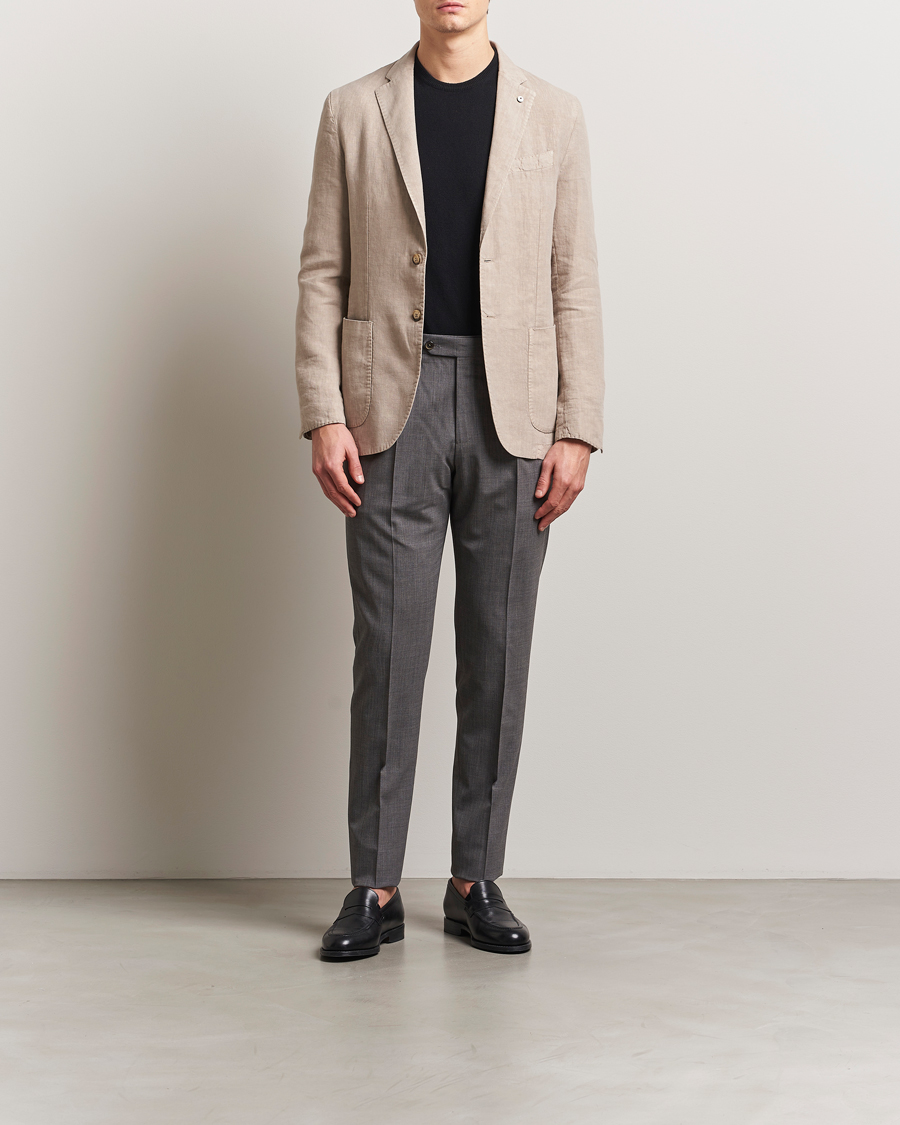 Heren | Blazers | L.B.M. 1911 | Jack Regular Fit Linen Blazer Beige