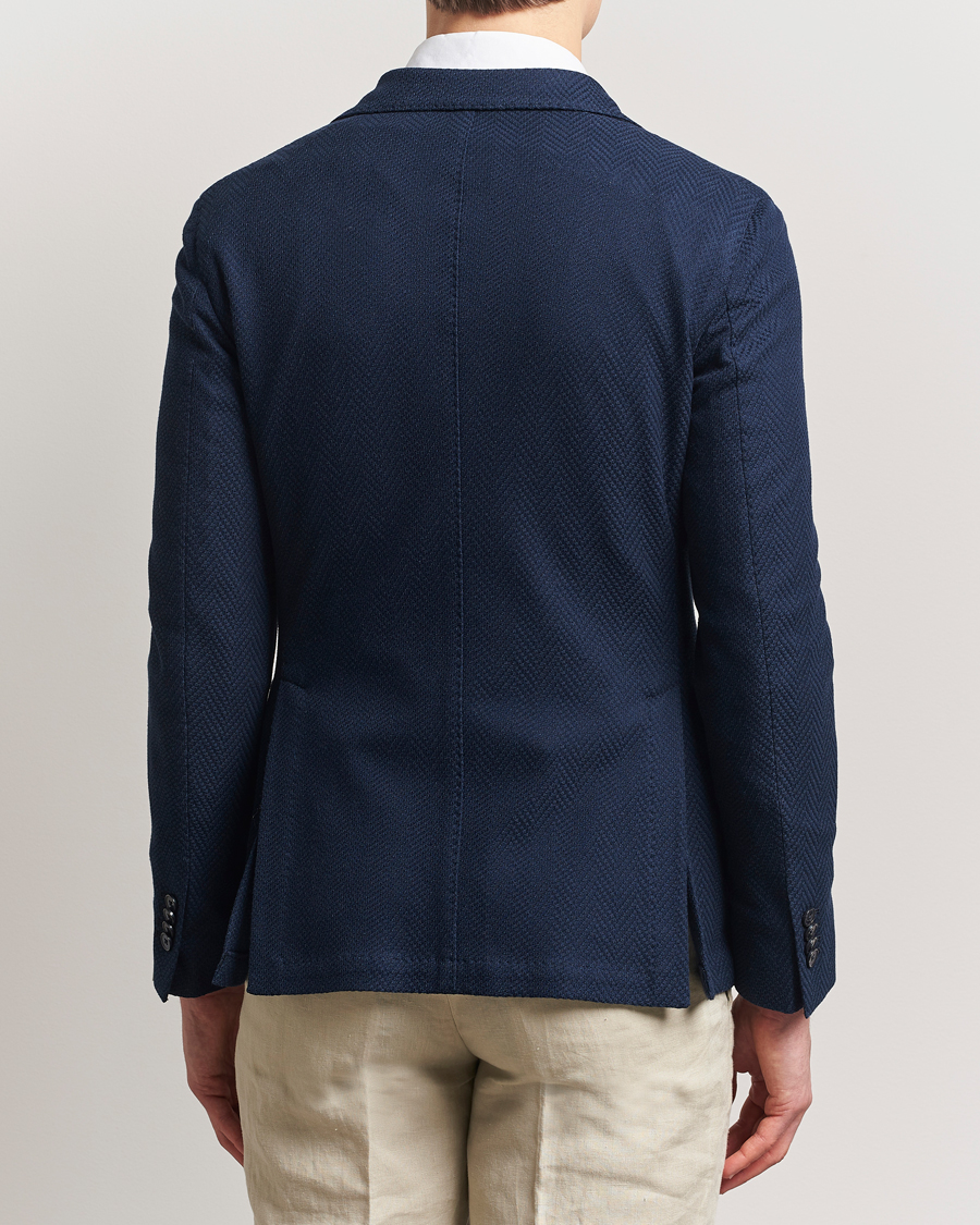 Heren | Blazers | L.B.M. 1911 | Tom Double Breasted Herringbone Jersey Blazer Navy