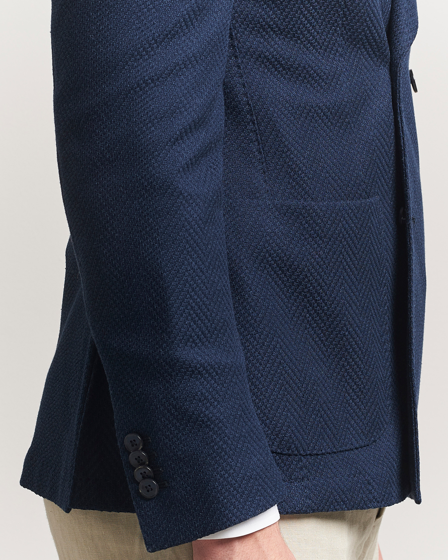 Heren | Blazers | L.B.M. 1911 | Tom Double Breasted Herringbone Jersey Blazer Navy