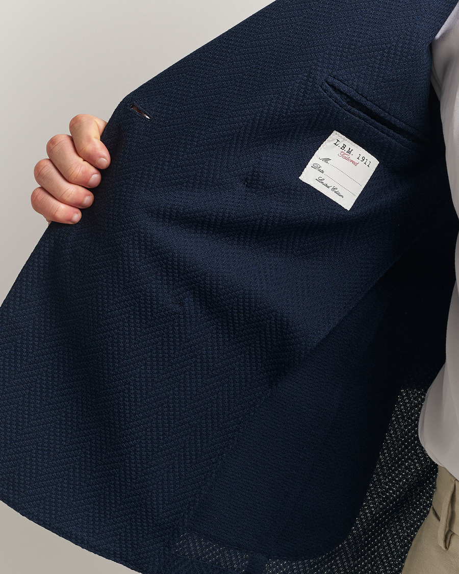 Heren | Blazers | L.B.M. 1911 | Tom Double Breasted Herringbone Jersey Blazer Navy