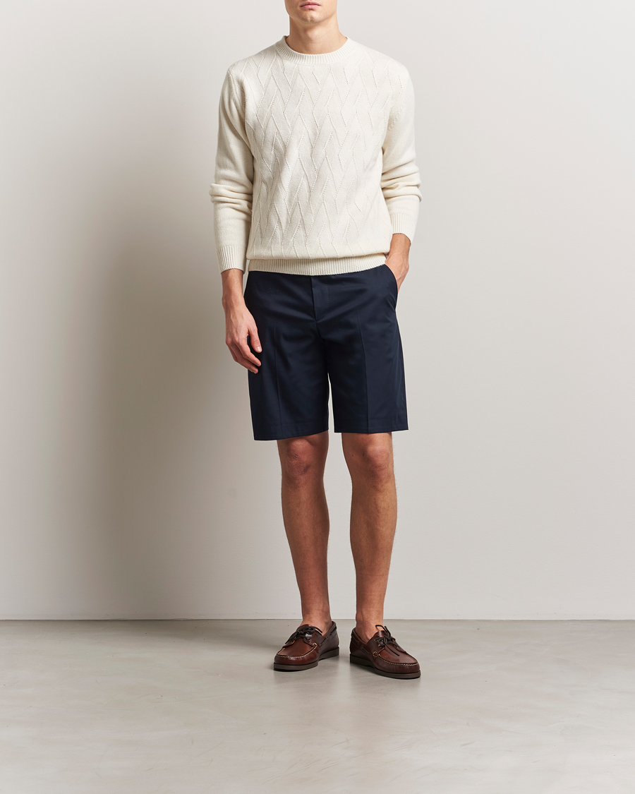 Heren | Korte broek | BOSS CAMEL | Peet Cotton Pleated Shorts Dark Blue