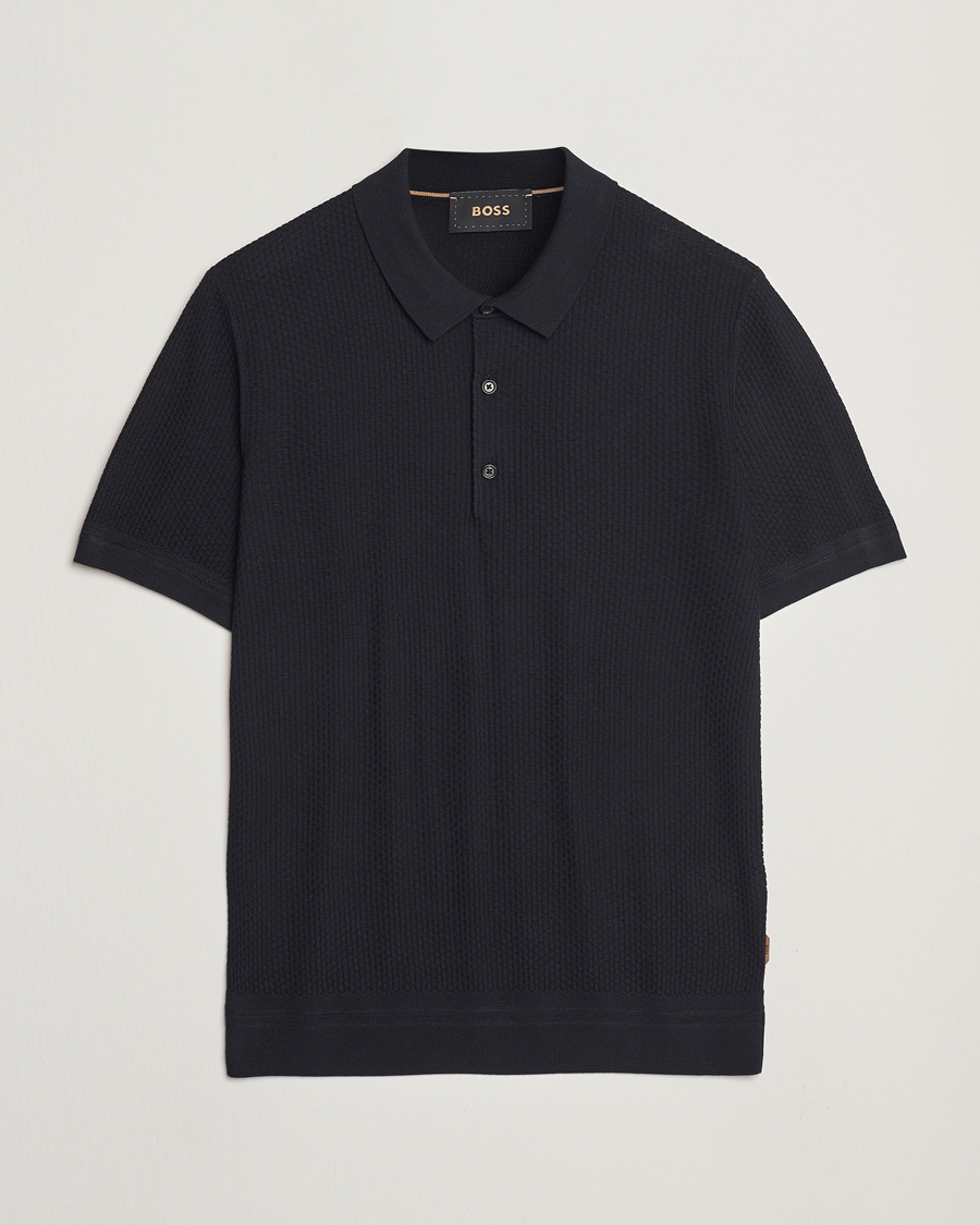 Heren | Polo's | BOSS CAMEL | Jeffrey Silk Knitted Polo Dark Blue