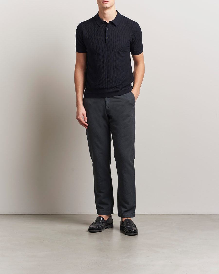 Heren | Polo's | BOSS CAMEL | Jeffrey Silk Knitted Polo Dark Blue