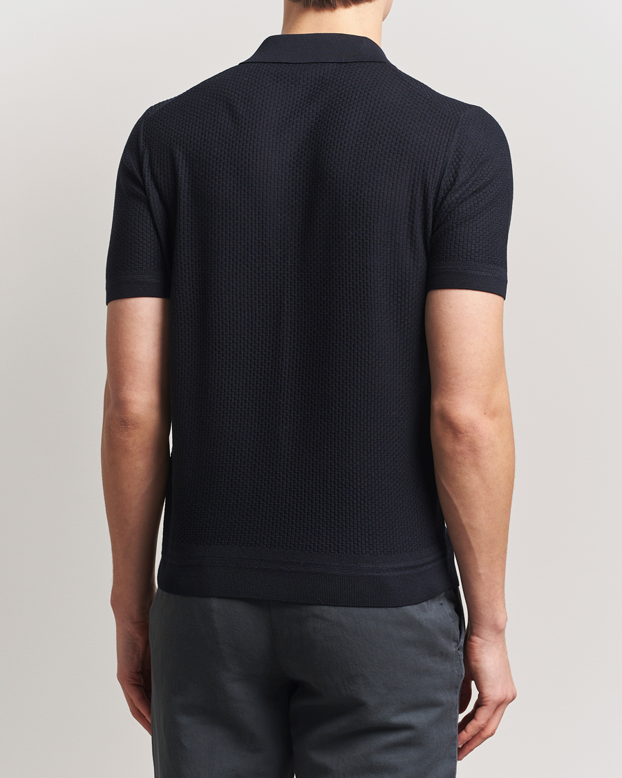 Heren | Polo's | BOSS CAMEL | Jeffrey Silk Knitted Polo Dark Blue