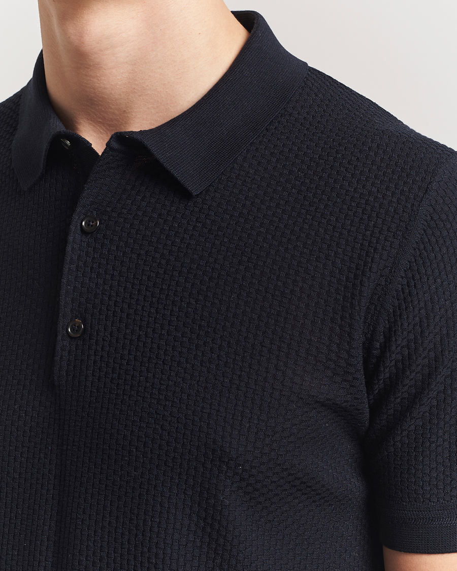 Heren | Polo's | BOSS CAMEL | Jeffrey Silk Knitted Polo Dark Blue