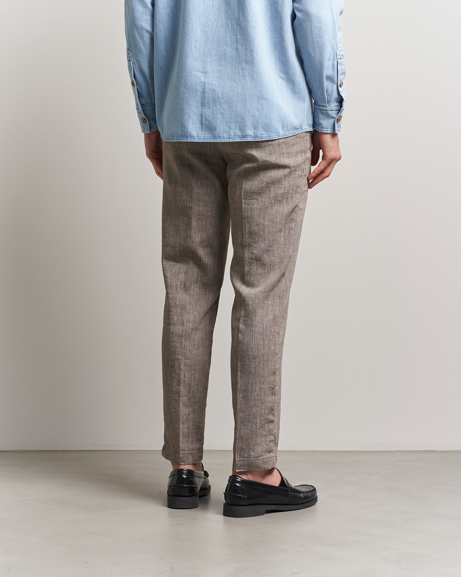 Heren | Broeken | BOSS BLACK | Kane Linen Blend Drawstring Trousers Dark Brown